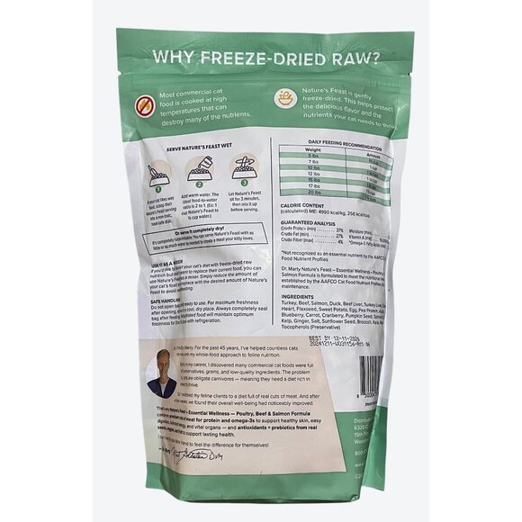 Dr. Marty Poultry, Beef, & Salmon Freeze Dried Cat Food 12 oz Bag x 3 Bags - Picture 6 of 7
